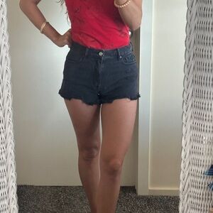 PacSun Black High Rise Festival Denim Shorts Size 25